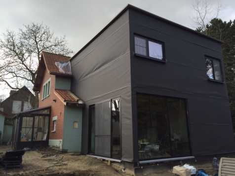 aanbouw en extra verdieping in houtskelet te Gent